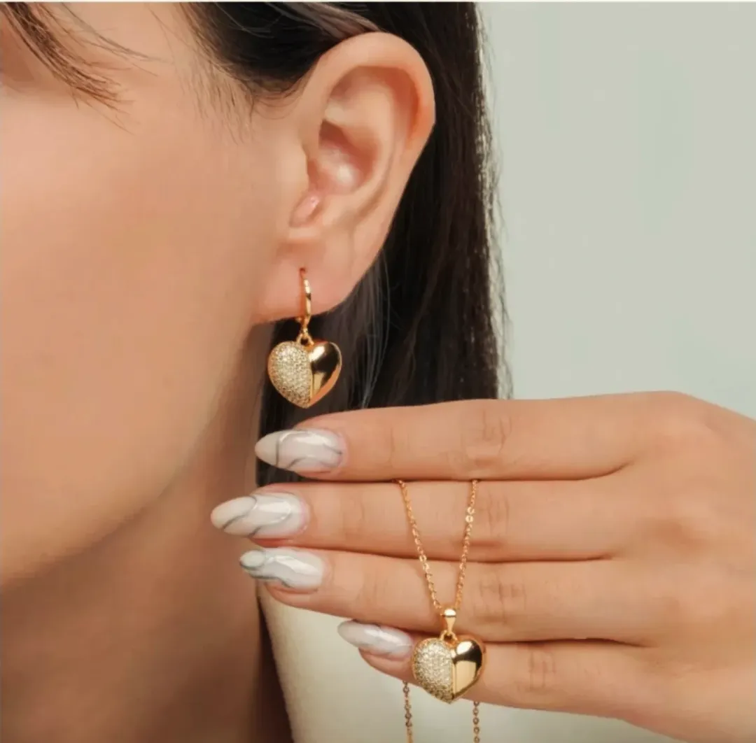 نیم ست طرح قلب طلایی مدل YSX