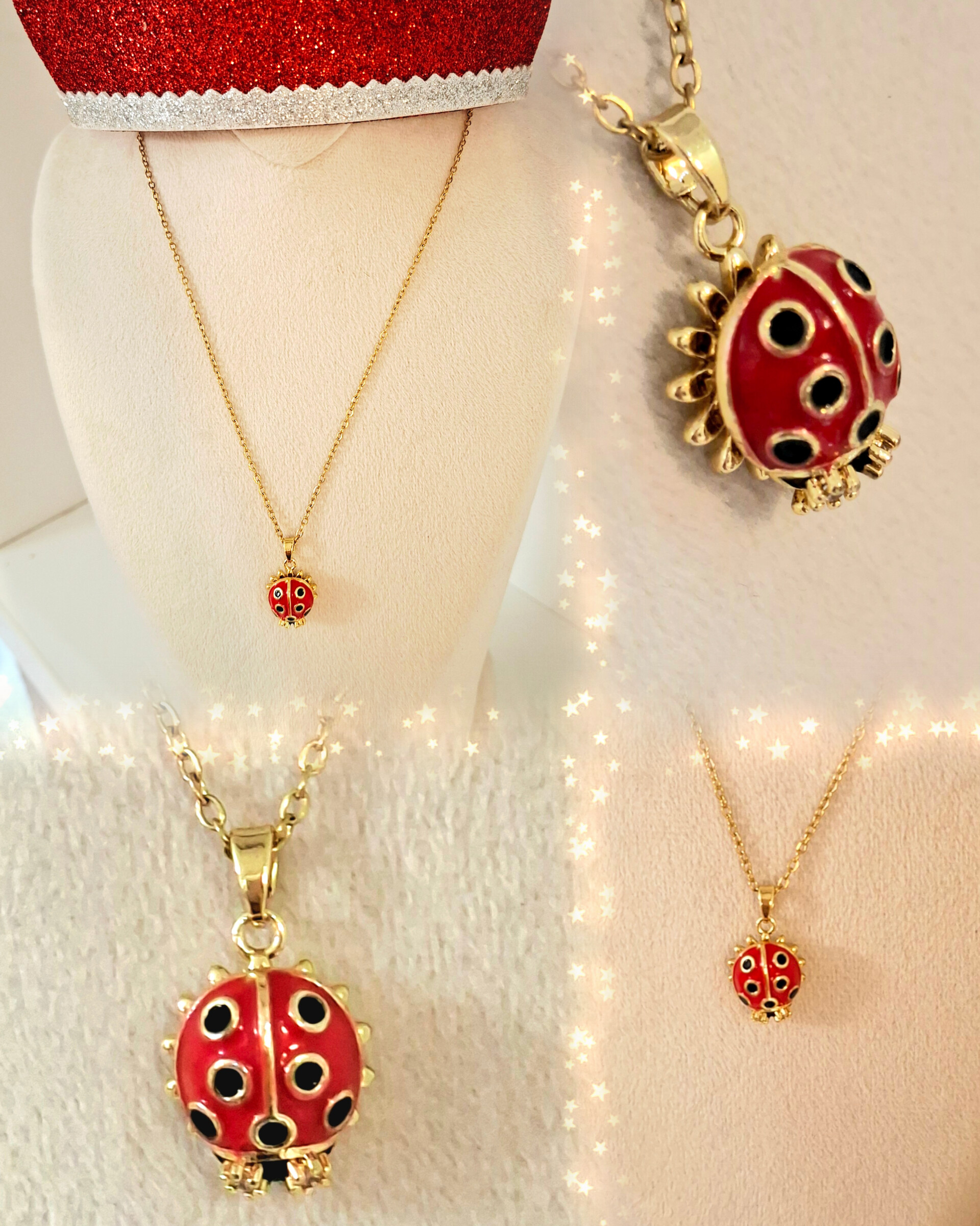 این هم از گردن آویز طرح کفشدوزکی مون 🐞 مینیمال و ریزه میزه است. این گردن آویز متحرک بوده و سطح بالای گردن بند روی سطح زیرین خودش می چرخه 💫 سطح کیفی بالایی داره و مهربان با پوست شماست 🌺 ارسال این گردن آویز زیبا به سراسر نقاط کشور عزیزمان، ایران 🚚 قیمت مناسب و بسیار خوش پوش هست. تعدادش محدوده، همین الان ثبت سفارش کن🎁